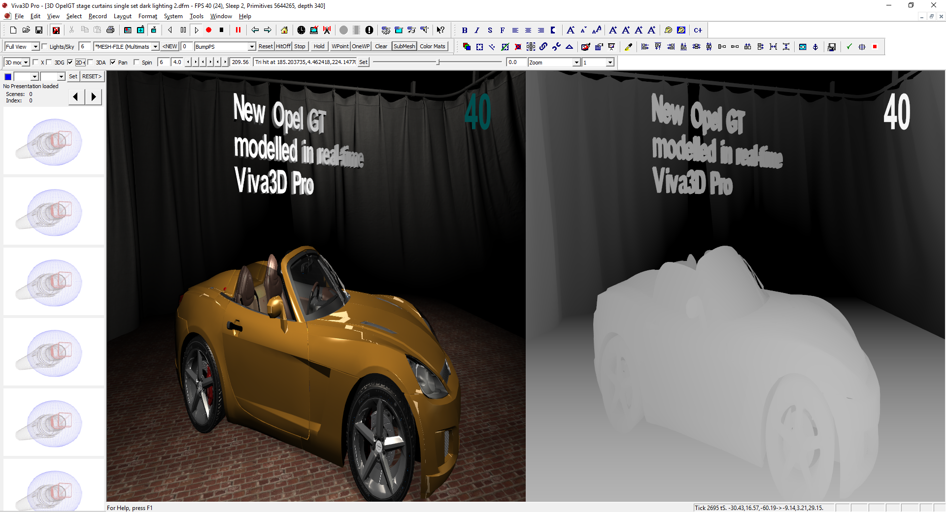 OpelGT rendered in Viva3D Pro in 2d+Depth